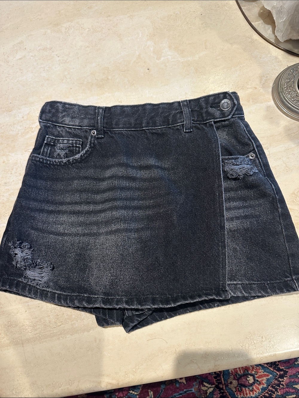 Zara Black High-Waist Denim Skort